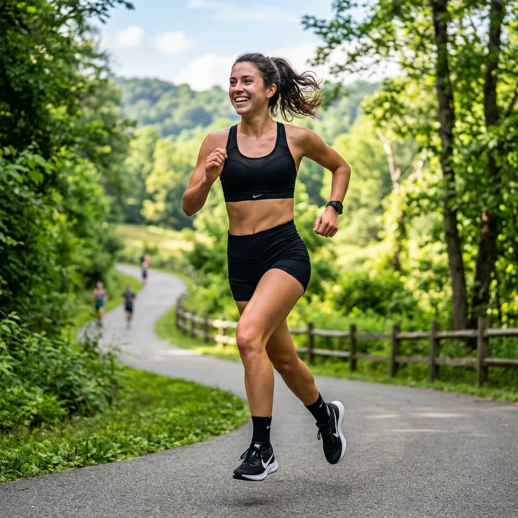 Smiling female runner outdoors